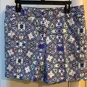 Talbots Blue and Pink Bermuda Shorts with Geometric Pattern
